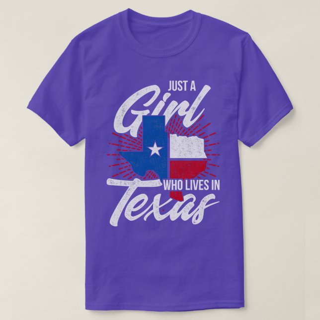 Camiseta Americano USA Apenas Uma Garota Que Mora No Texas (Frente do Design)