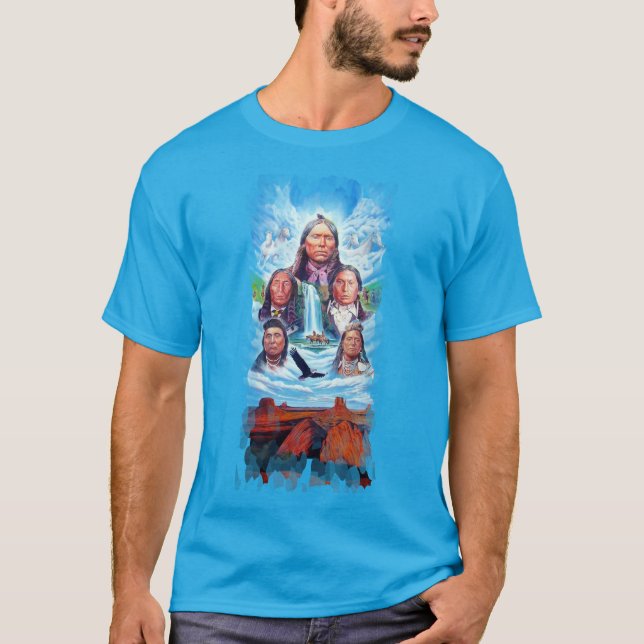 Camiseta Americanos nativos Famosos do Azul Teal Trendy (Frente)