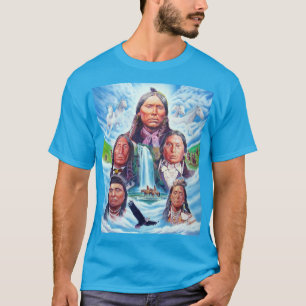 Camiseta Americanos nativos Famosos Sente Azul Teal Moderno