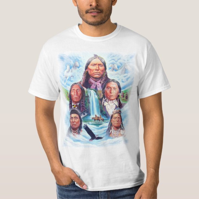 Camiseta Americanos nativos Indianos Menores Valor Branco (Frente)