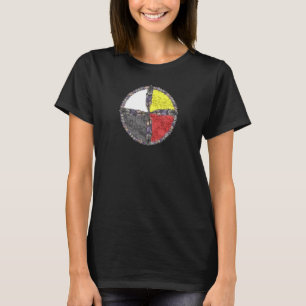 Camiseta Americanos nativos - Penas com roda de medicamento