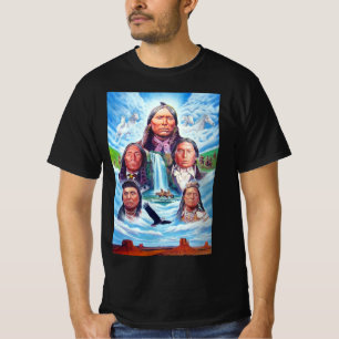 Camiseta Americanos nativos Pintura Mens Preto
