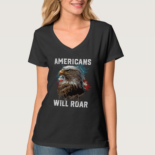Camiseta Americans Will Roar American Bald Eagle America 4t (Frente)