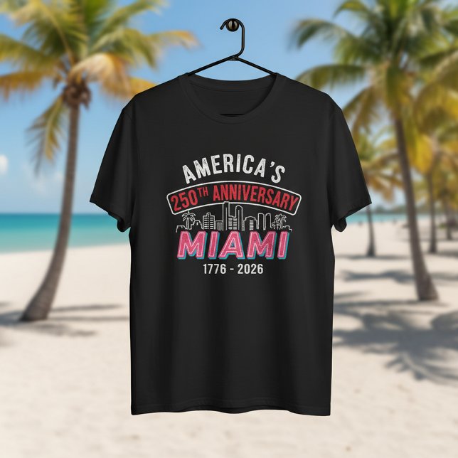 Camiseta America's 250th Anniversary Miami Skyline Patrioti (Criador carregado)