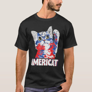 Camiseta Americat 4 De Julho Dos Eua Flag Shades Cat Roupa