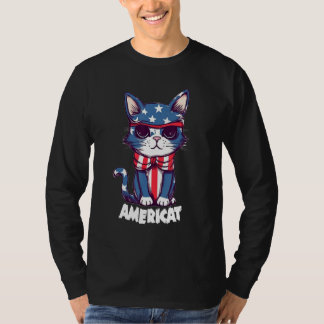 Camiseta Americat Cute Cat 4th of July Men Women