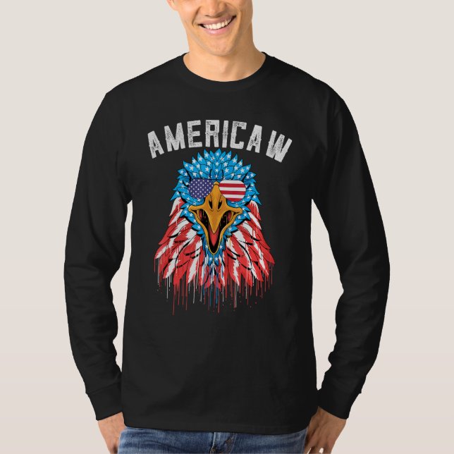 Camiseta Americaw 4 De Julho Águia Com Flay E Sunglasse (Frente)