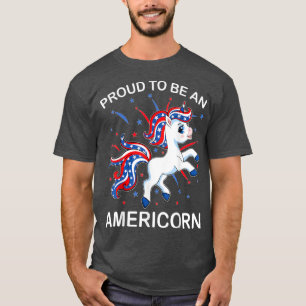 Camiseta Americorn Unicorn 4 de julho Girls Americorn Mer