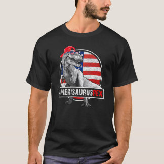 Camiseta Amerisauro 4º De Julho Dinossauro Rex American Fla