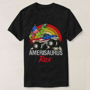 Camiseta Amerisauro Rex Dinossauro Bandeira Americana 4 de