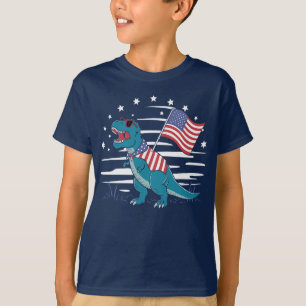Camiseta Amerisauro Rex EUA Bandeira Patriótica Dino Lover
