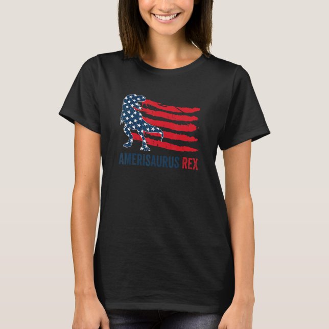 Camiseta Amerisaurus Rex America Flag Dinosaur Rex 4th Of J (Frente)