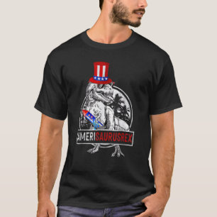 Camiseta Amerisaurus Rex Dino 4 de julho Patriota do Sinali