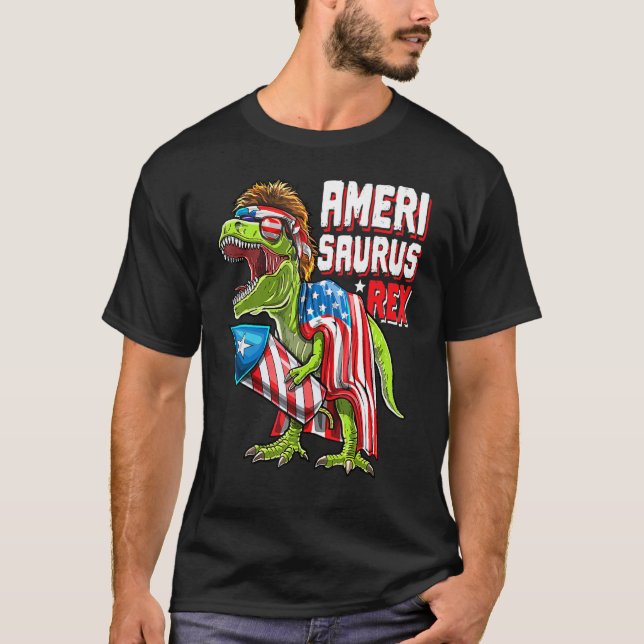 Camiseta Amerisaurus Rex Dinosaur 4 De Julho Amer (Frente)