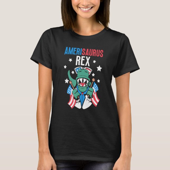 Camiseta Amerisaurus Rex Usa 4Th Of July America Independen (Frente)