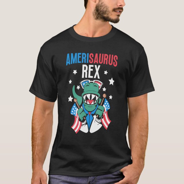 Camiseta Amerisaurus Rex Usa 4Th Of July America Independen (Frente)