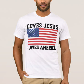 CAMISETA AMES JESUS AMA CRISTÃO PATRIÓTICO AMÉRICO