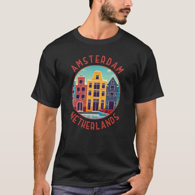 Camiseta Amesterdã Países Baixos Casas Coloridas Afetadas (Frente)
