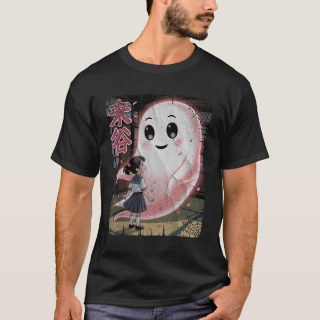 Camiseta Amiga do Espírito de Garota Fantasma Rosa-Rosa Jap (Frente)