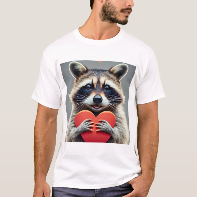 Camiseta Amigável Raccoon com Coração (Frente)