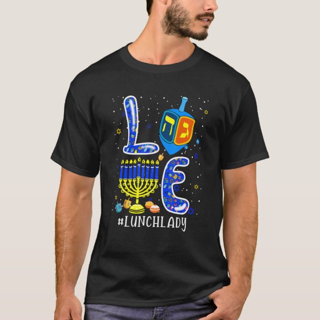 Camiseta Amigo Almoço Lady Matching Hanukkah Dreidel Menora (Frente)