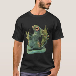 Camiseta Amigo Aquariano. Verde com grandes olhos vermelhos