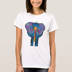 Camiseta Amigo colorido do elefante e do pássaro no t-shir