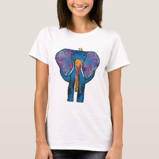 Camiseta Amigo colorido do elefante e do pássaro no t-shirt