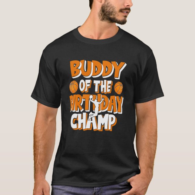 Camiseta Amigo Da Festa De Basquete Birthday Champ Boys (Frente)