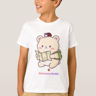Camiseta Amigo de Aventura Urso Fofo Kawaii Viajante Explor