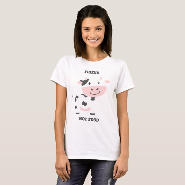 Camiseta Amigo de Vaca Cor-de-Rosa (Frente Completa)