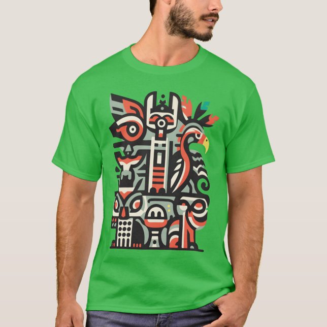 Camiseta amigo estilo abstrato bird tiki (Frente)