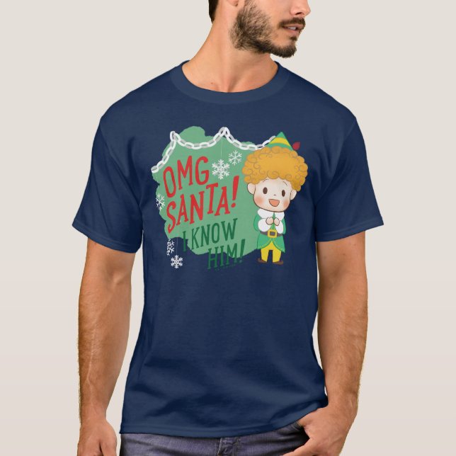 Camiseta Amigo, os Papais noeis do Elf OMG! Eu O Conheço! (Frente)