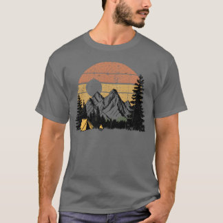 Camiseta Amigo Silhueta Acampamento Pôr do Sol