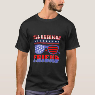 Camiseta Amigo Todo Americano Óculos de Sol Patriótico 4 De