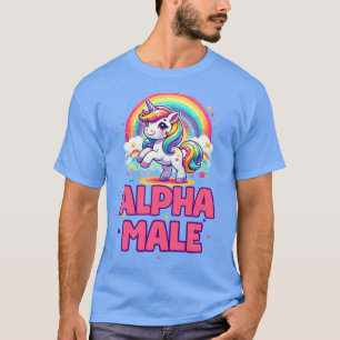 Camiseta Amigo Unicórnio Arco-íris Macho Alfa