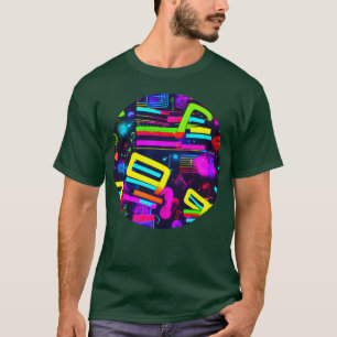 Camiseta amigo vintage de festa neon dos anos 80