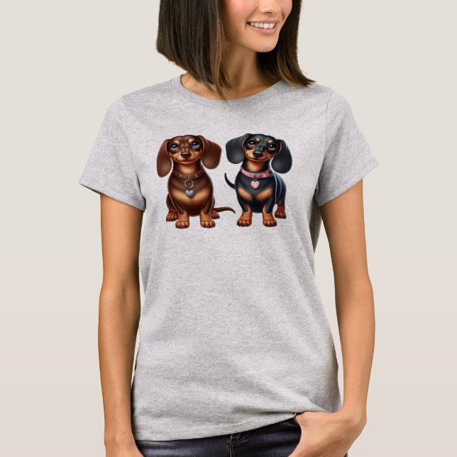 Camiseta Amigos bonitos de dachshund (Frente)