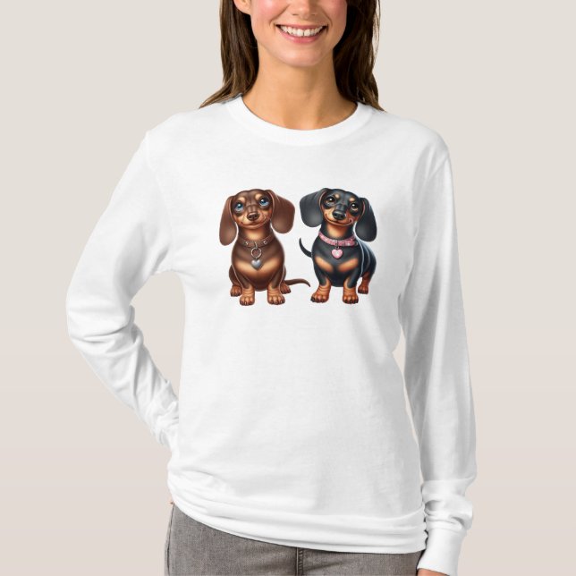 Camiseta Amigos bonitos de dachshund (Frente)