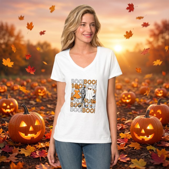 Camiseta Amigos Boo Crew Halloween Fofo (Cute Boo Crew Halloween Friends T-Shirt)