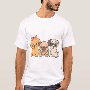 Camiseta Amigos Cachorrinhos � Trio Adorável de Cachorros e