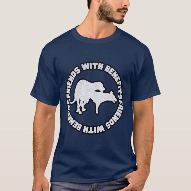 Camiseta Amigos Cães com Benefícios Grunge Branco (Frente)