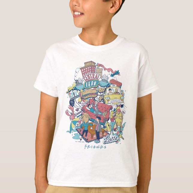Camiseta AMIGOS™ | Colagem de Cartoons (Frente)
