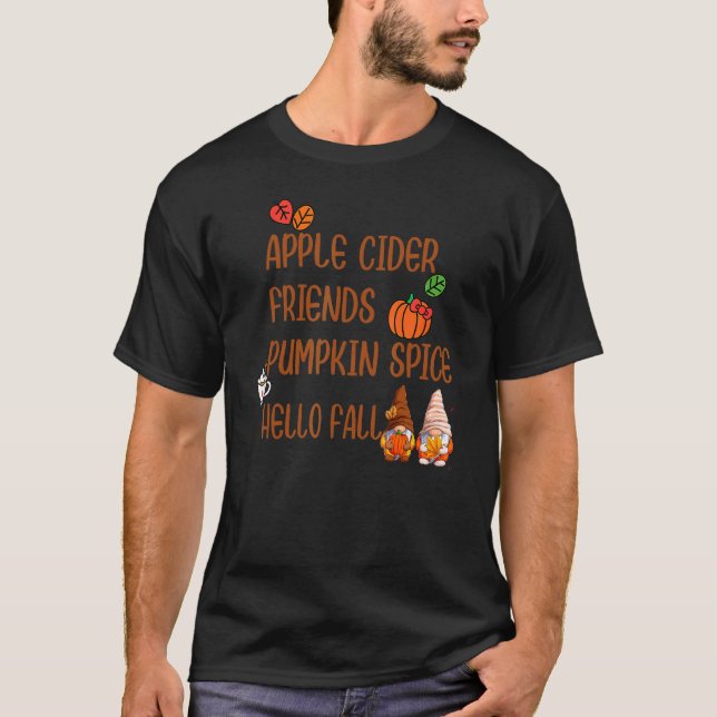 Camiseta Amigos da Apple Cider Pumpkin Spice Hello Fall Aut (Frente)