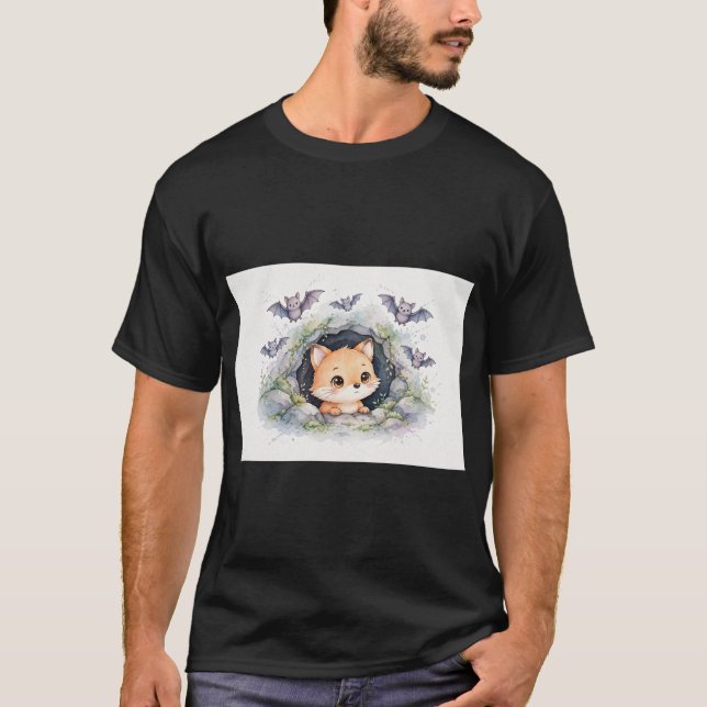Camiseta Amigos da Caverna da Raposa Bat Cute (Frente)
