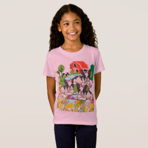 Camiseta Amigos Da fazenda Cachorros E Flores