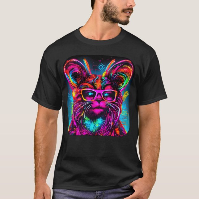Camiseta Amigos da festa electro com brilho UV estilo Neon (Frente)
