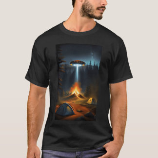 Camiseta Amigos de acampamento de fogo OVNI