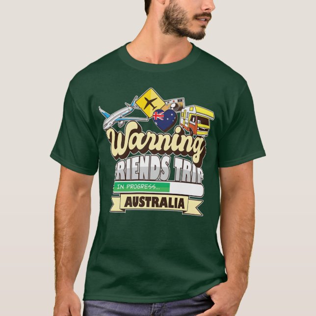Camiseta Amigos de Advertência Progresso Austrália Amigo Co (Frente)