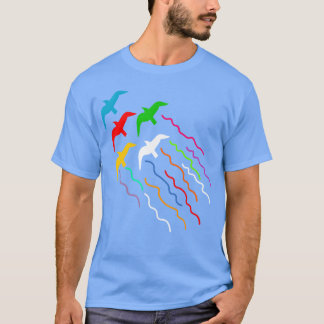 Camiseta Amigos de aves voadoras mágicas coloridas